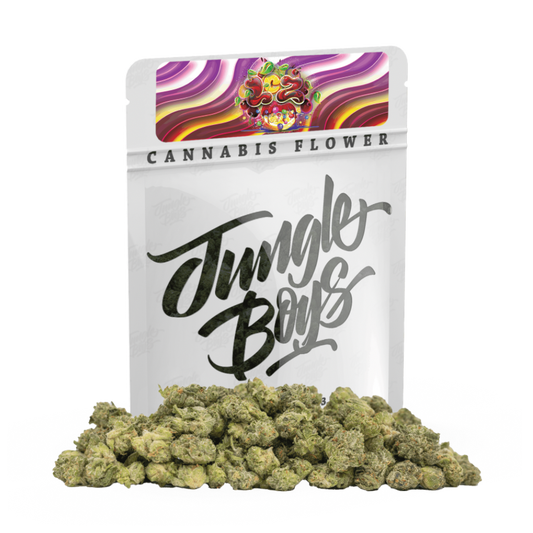 LCZ cannabis strain packaging and flower on a transparent background.