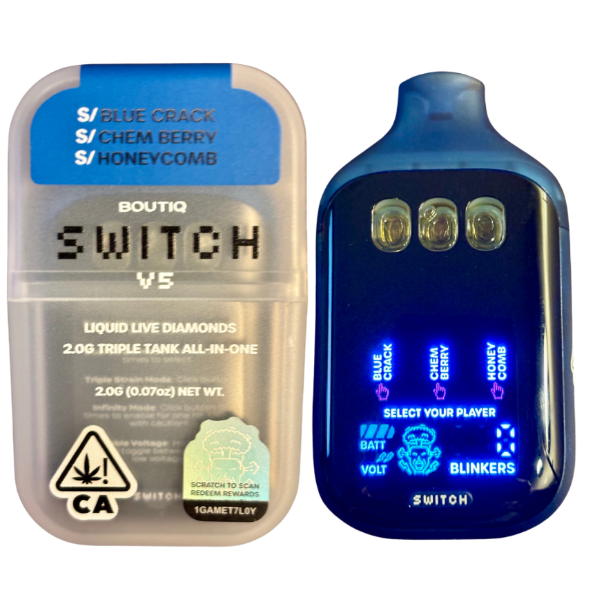 BOUTIQ SWITCH V5 (3 in 1)
“BLUE CRACK” x “CHEM BERRY” x “HONEYCOMB” (SATIVA)