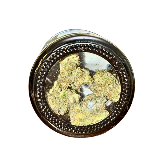 Close-up image of Brainwash cannabis flower, showcasing its dense buds and trichomes, displayed on a transparent background.