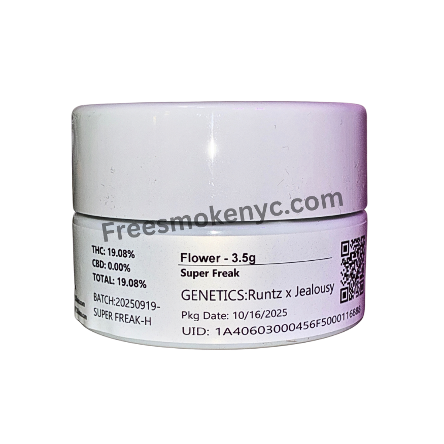 710 years Labs Super Freak hybrid strain packaging on a transparent background 