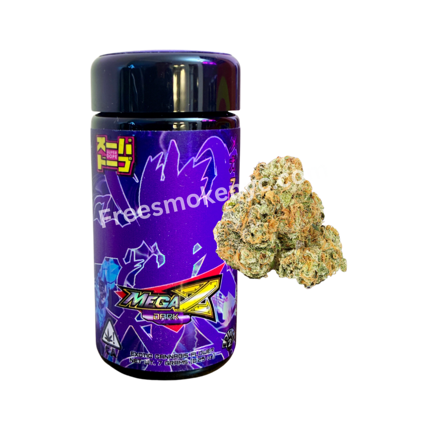 Super Dope Mega Z Dark exotic cannabis flower on transparent background