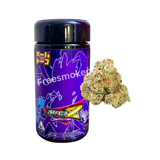 Super Dope Mega Z Dark exotic cannabis flower on transparent background