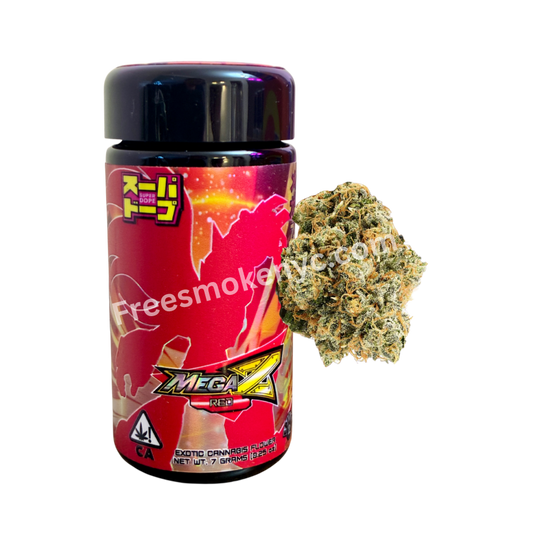 Super Dope Mega Z Red exotic cannabis flower on transparent background