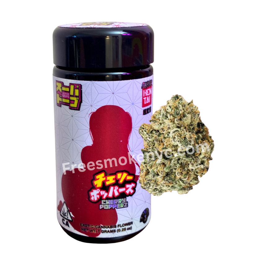 Super Dope Cherry Popperz exotic cannabis flower on transparent backgrounds