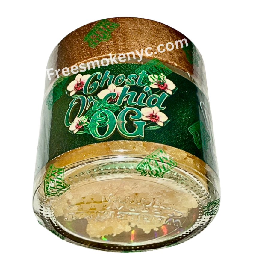 Whole Melt Premium Extracts Havana Edition 1oz live resin sugar Ghost Orchid OG Sativa strain on transparent background 
