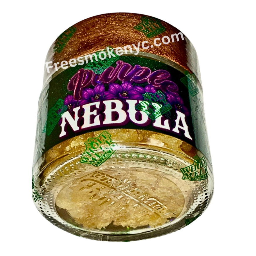 Whole Melt Premium Extracts Havana Edition 1oz live resin sugar Purple Nebula Hybrid strain on transparent background 
