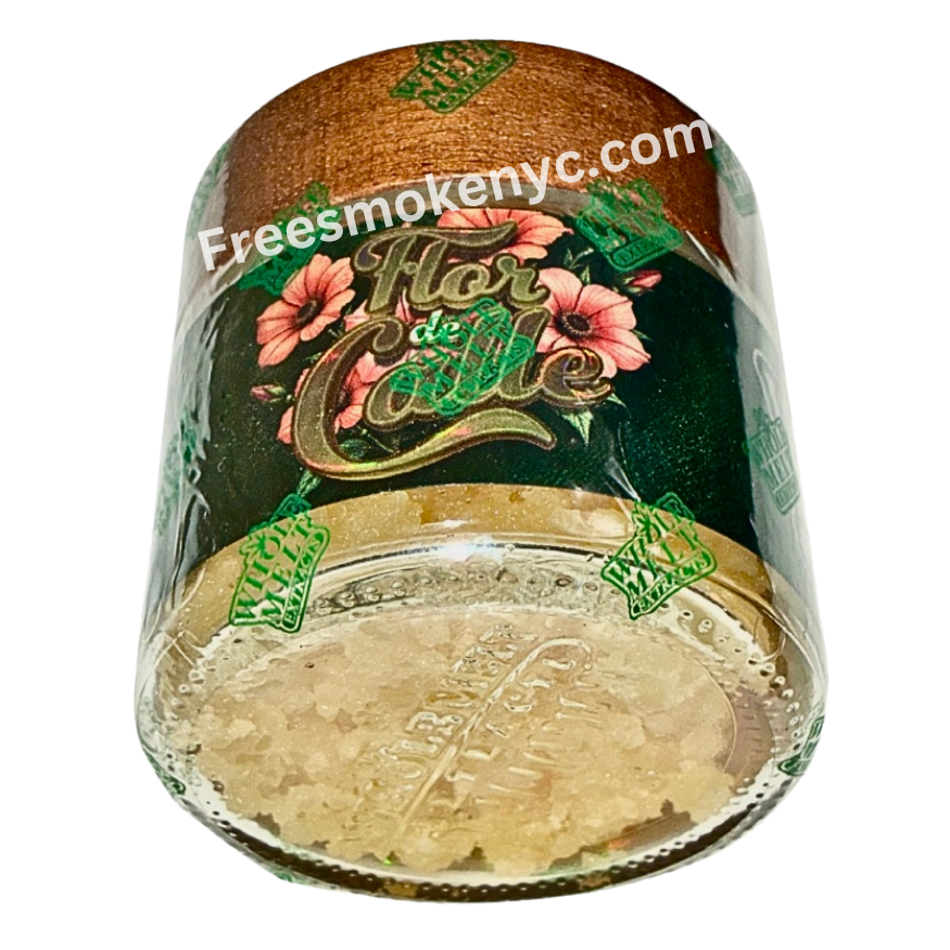 Whole Melt Premium Extracts Havana Edition 1oz live resin sugar Flor de Calle Hybrid strain on transparent background 
