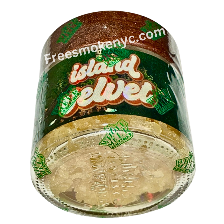 Whole Melt Premium Extracts Havana Edition 1oz live resin sugar Island Velvet Indica strain on transparent background 

