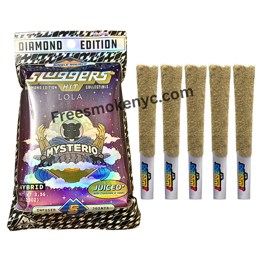 Sluggers Hit Diamond Edition Product packaging and pre-rolls on a transparent background 