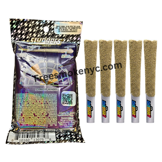 Sluggers Hit Diamond Edition Product packaging with information and pre-rolls on a transparent background 