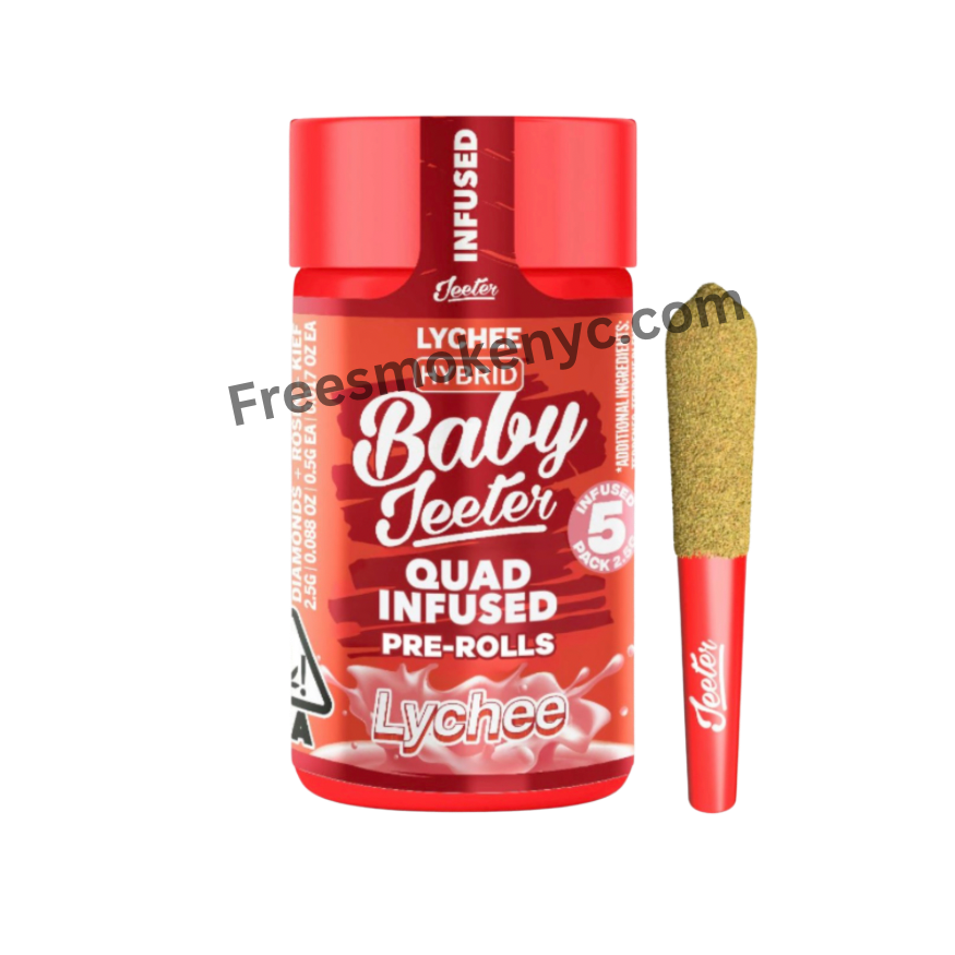 Baby Jeeter infused pre-roll packaging and pre-roll on a transparent background