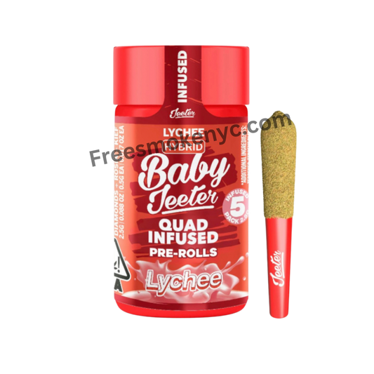 Baby Jeeter infused pre-roll packaging and pre-roll on a transparent background