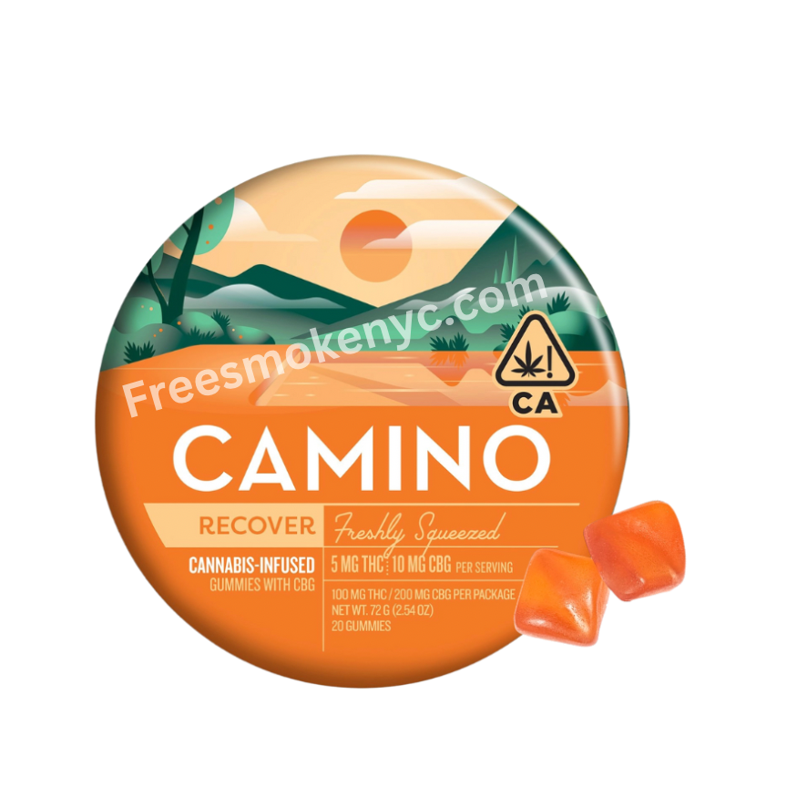 Camino Freshly Squeezed Cannabis Infused Gummies, hybrid strain on a transparent background 