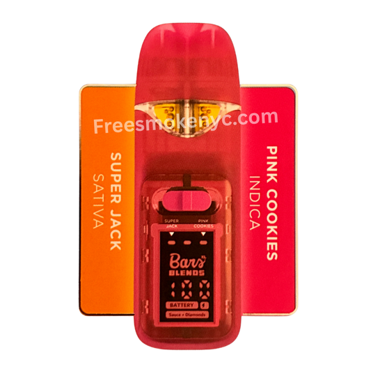 BARS Blends Super Jack and Pink Cookies 2.5g 2 in 1 Disposable Vape Pen on a transparent background 