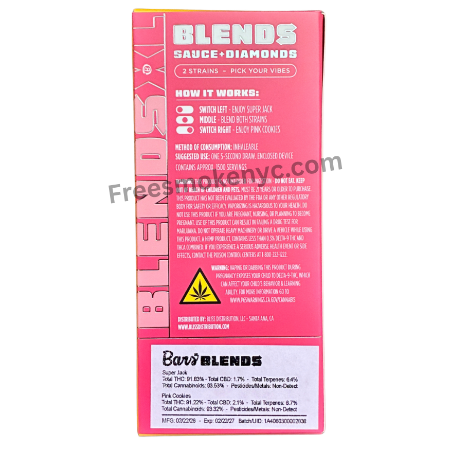 BARS XL BLENDS "SUPER JACK" + “PINK COOKIES” 2.5G DISPOSABLE