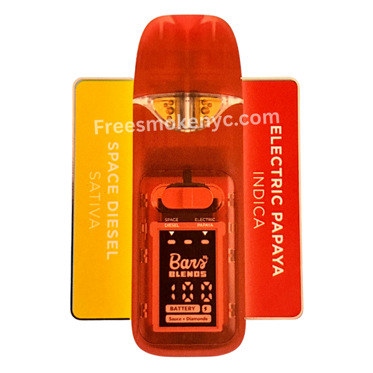 BARS Blends Space Diesel and Electric Papaya 2.5g 2 in 1 Disposable Vape Pen on a transparent background 