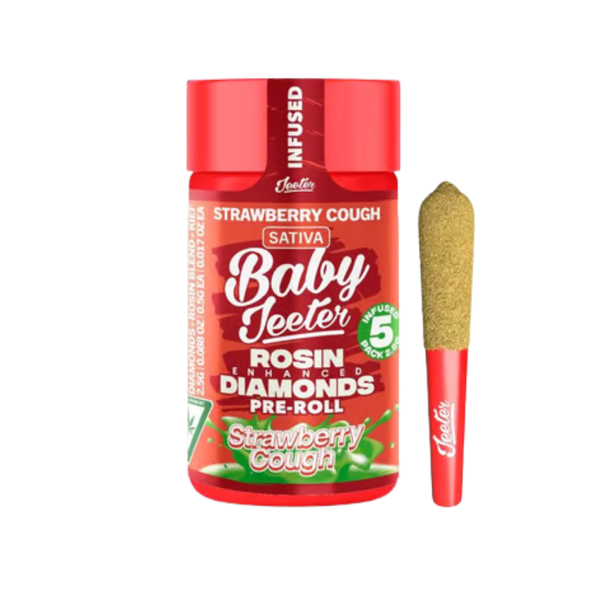 BABY JEETER "STRAWBERRY COUGH" ROSIN INFUSED DIAMONDS PRE-ROLLS