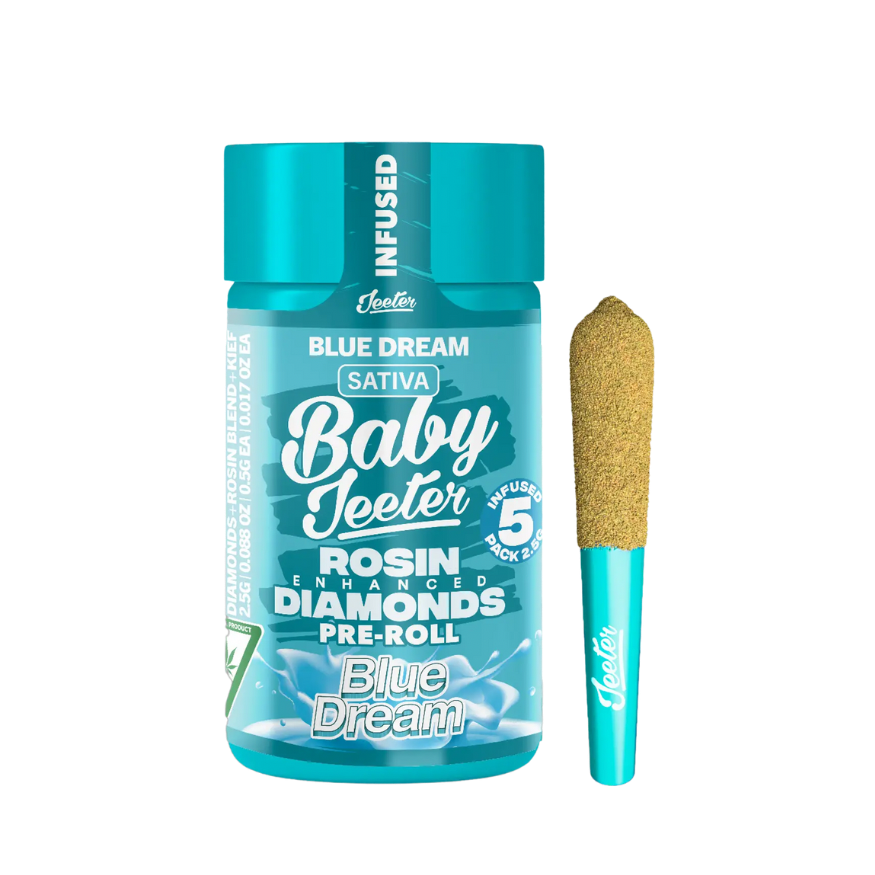 BABY JEETER "BLUE DREAM" ROSIN ENHANCED PRE-ROLL JAR; SATIVA STRAN