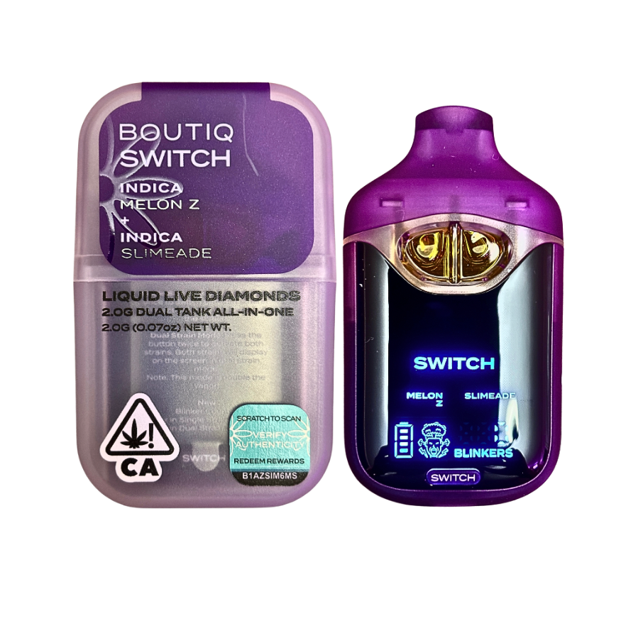 BOUTIQ SWITCH V4 "MELON Z" X "SLIMEADE" 2G DUAL TANK DISPOSABLE; INDICA BLEND