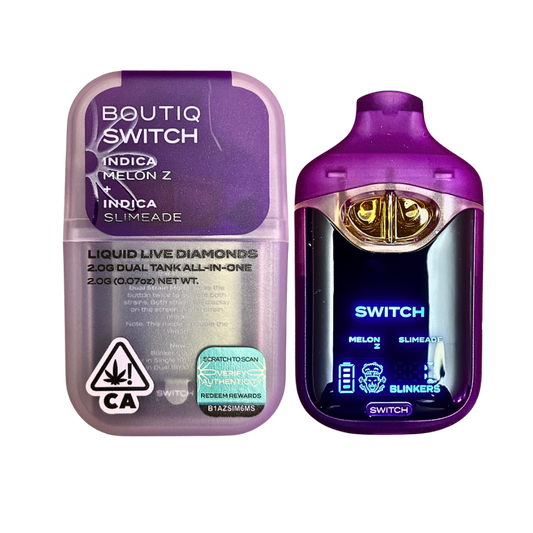BOUTIQ SWITCH V4 "MELON Z" X "SLIMEADE" 2G DUAL TANK DISPOSABLE; INDICA BLEND