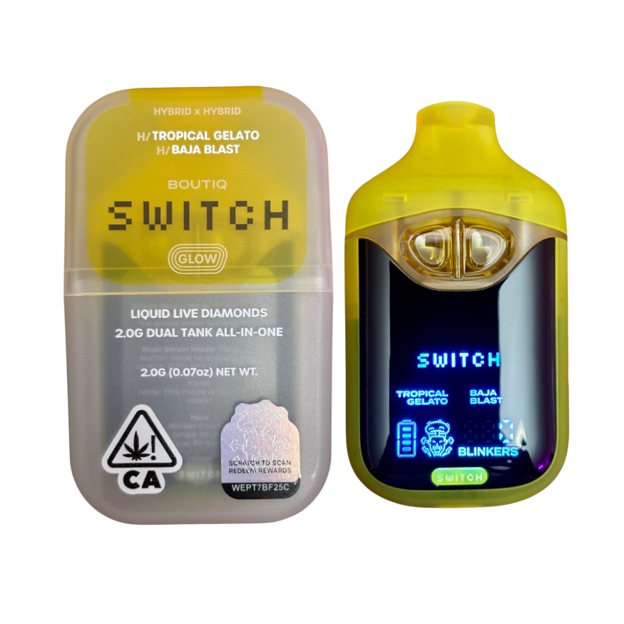 BOUTIQ SWITCH V4 "TROPICAL GELATO" X "BAJA BLAST" 2G DUAL TANK DISPOSABLE; HYBRID BLEND 