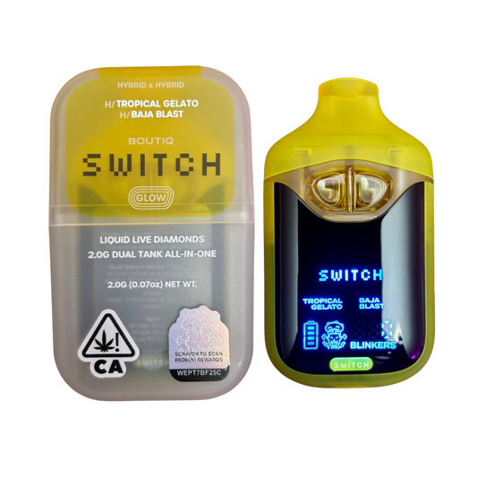 BOUTIQ SWITCH V4 "TROPICAL GELATO" X "BAJA BLAST" 2G DUAL TANK DISPOSABLE; HYBRID BLEND 