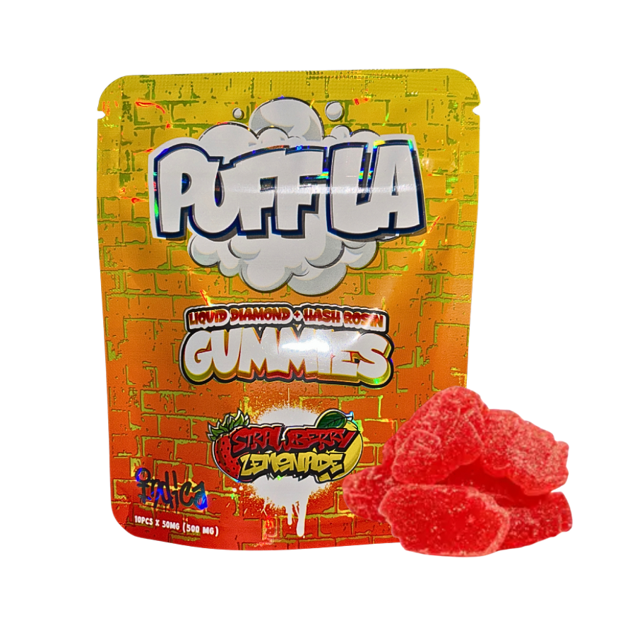 Puff LA Strawberry Lemonade Gummies; Indica effects