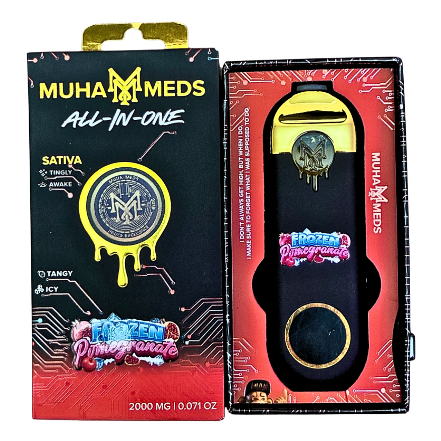 MUHA MEDS “FROZEN POMEGRANATE” 2G DISPOSABLE; HYBRID STRAIN