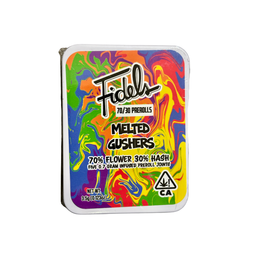 fidels melted gushers 70/30 hash rosin infued pre-roll multi-pack