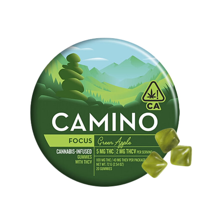 Camino Green Apple Cannabis Infused Gummies, hybrid strain