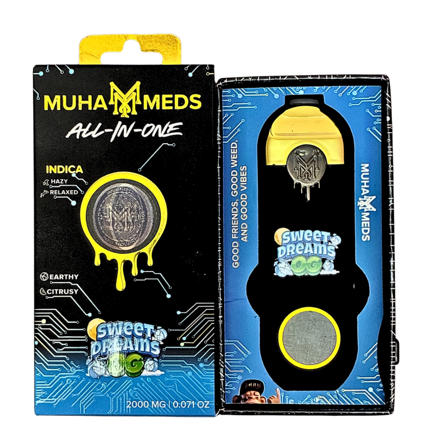 MUHA MEDS “SWEET DREAMS OG” 2G DISPOSABLE; INDICA STRAIN