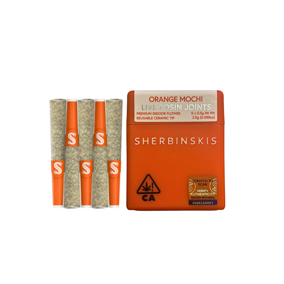 Sherbinski Orange Mochi Hash rosin infused pre-roll multi-pack, sativa strain