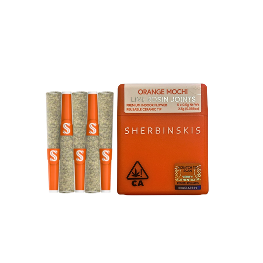 Sherbinski Orange Mochi Hash rosin infused pre-roll multi-pack, sativa strain