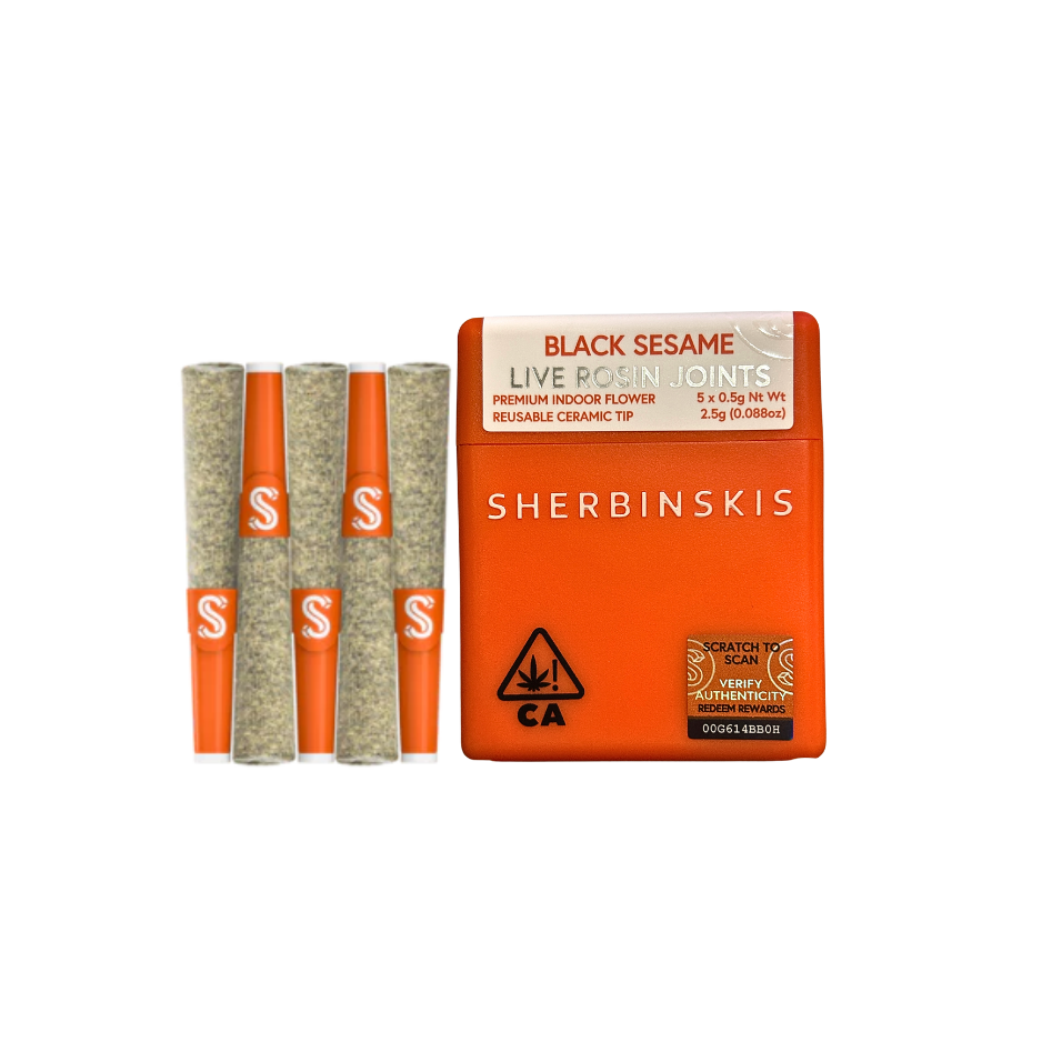 Sherbinskis 'Black Sesame' Hash Rosin infused pre-roll multi-pack, indica strain