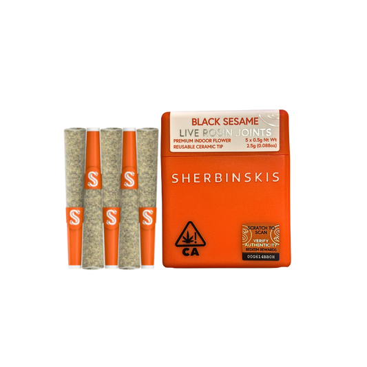 Sherbinskis 'Black Sesame' Hash Rosin infused pre-roll multi-pack, indica strain