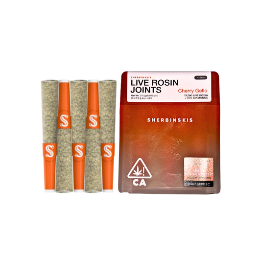 Sherbinskis Cherry Gello Live rosin infused pre-roll multi-pack