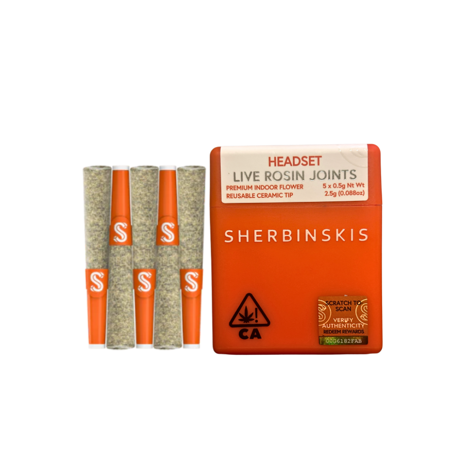 Sherbinskis "Headset" hash rosin infused pre-roll multi-pack, sativa strain