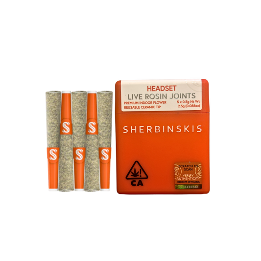 Sherbinskis "Headset" hash rosin infused pre-roll multi-pack, sativa strain