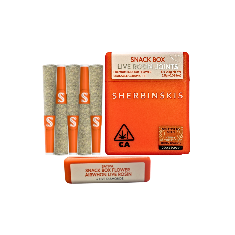 Sherbinskis 'Snack Box' live rosin infused sativa pre-roll multi-pack