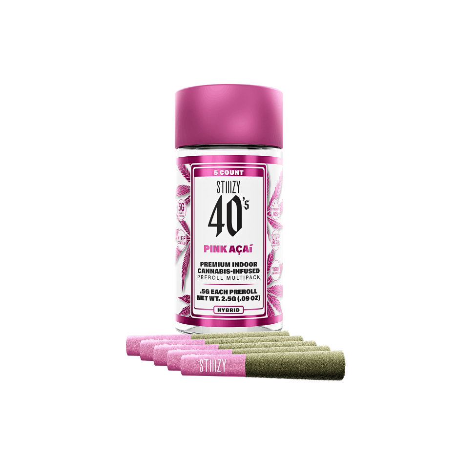 Stiiizy 40's 'Pink Acai' infused pre-roll multi-pack, hybrid strain