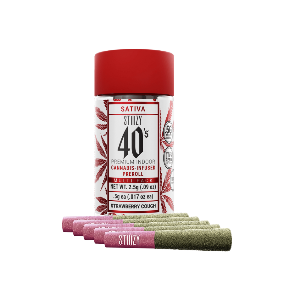 Stiiizy Strawberry Cough infused pre-roll multi-pack, sativa strain