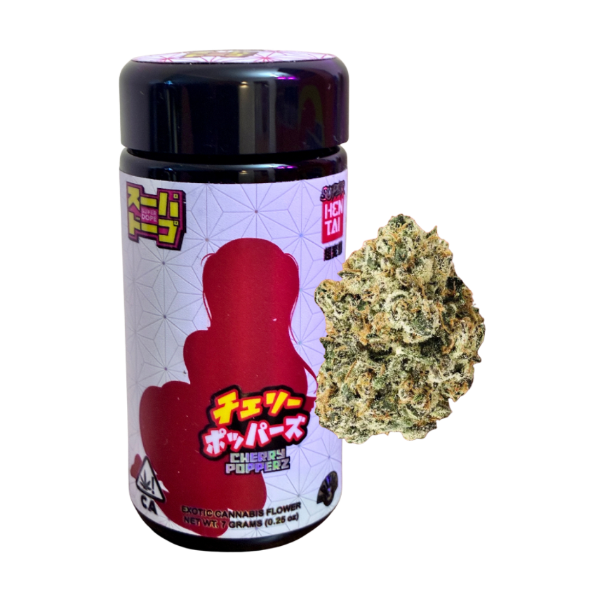 Super Dope Cherry Popperz exotic cannabis flower on transparent backgrounds