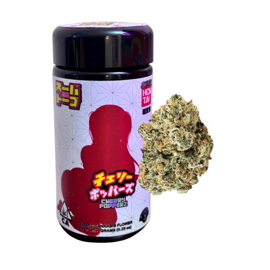 Super Dope Cherry Popperz exotic cannabis flower on transparent backgrounds
