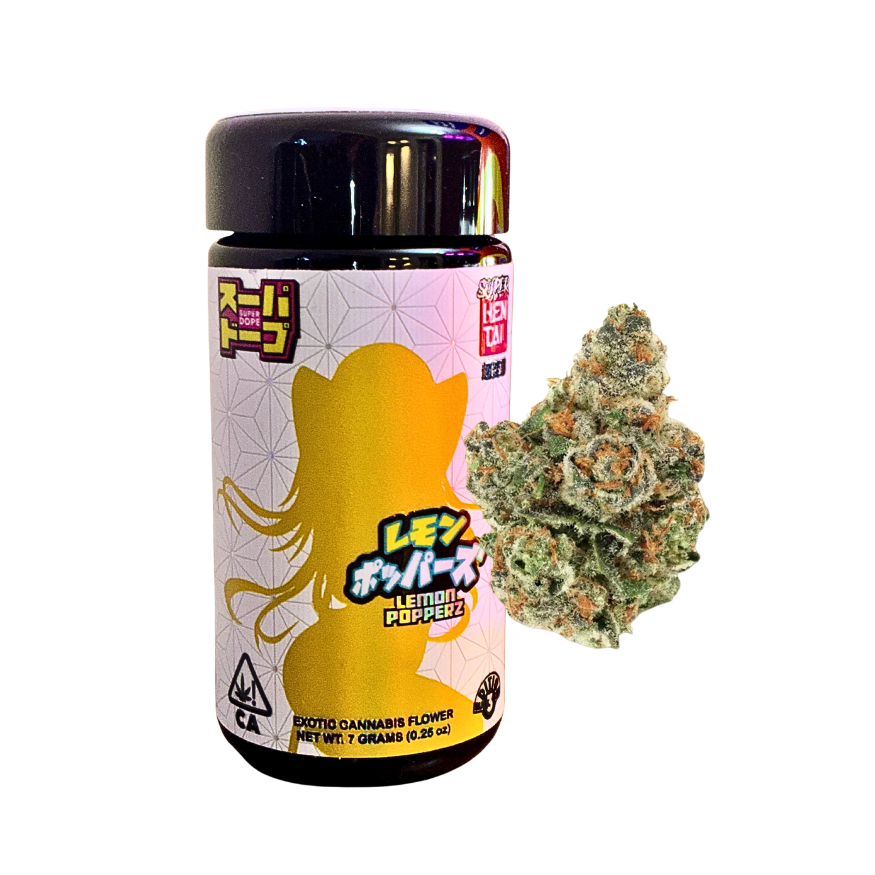 Super Dope Lemon Popperz exotic cannabis flower on transparent background