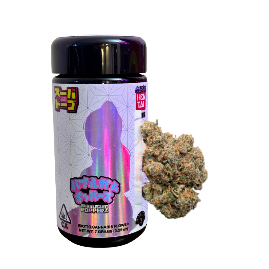 Super dope bubblegum poppers exotic cannabis flower on transparent background