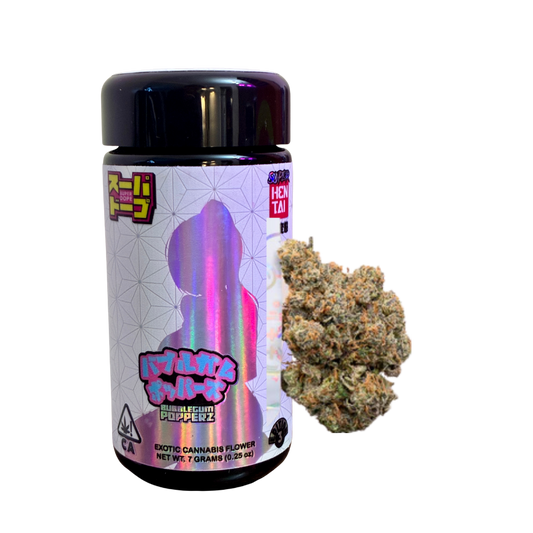 Super dope bubblegum poppers exotic cannabis flower on transparent background